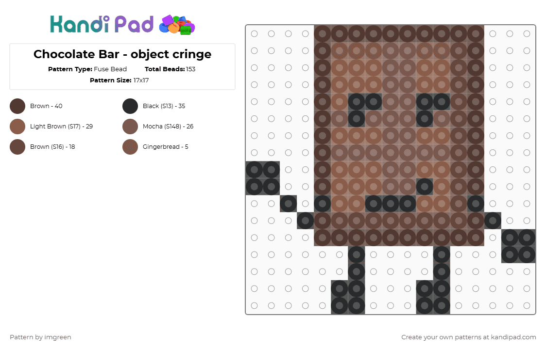 Chocolate Bar - object cringe - Fuse Bead Pattern by imgreen on Kandi Pad - brown, osc, tan