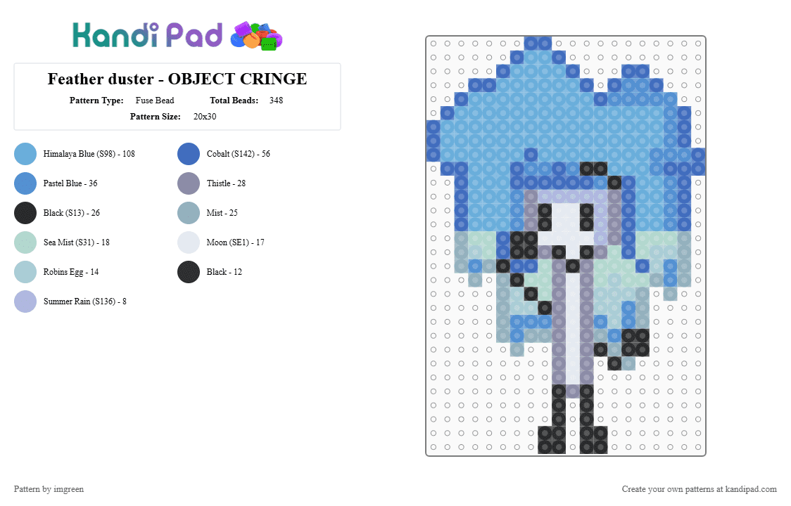 Feather duster - OBJECT CRINGE - Fuse Bead Pattern by imgreen on Kandi Pad - light blue,osc