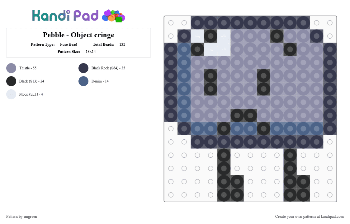 Pebble - Object cringe - Fuse Bead Pattern by imgreen on Kandi Pad - gray, osc, purple