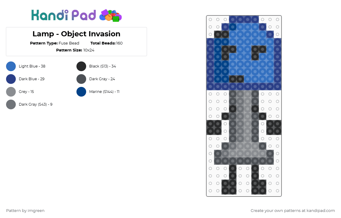 Lamp - Object Invasion - Fuse Bead Pattern by imgreen on Kandi Pad - blue, gray, osc