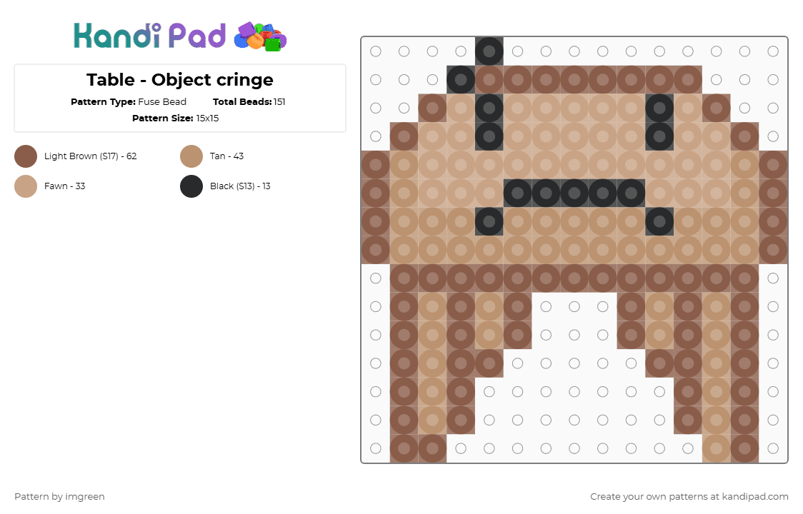 Table - Object cringe - Fuse Bead Pattern by imgreen on Kandi Pad - beige, osc, tan
