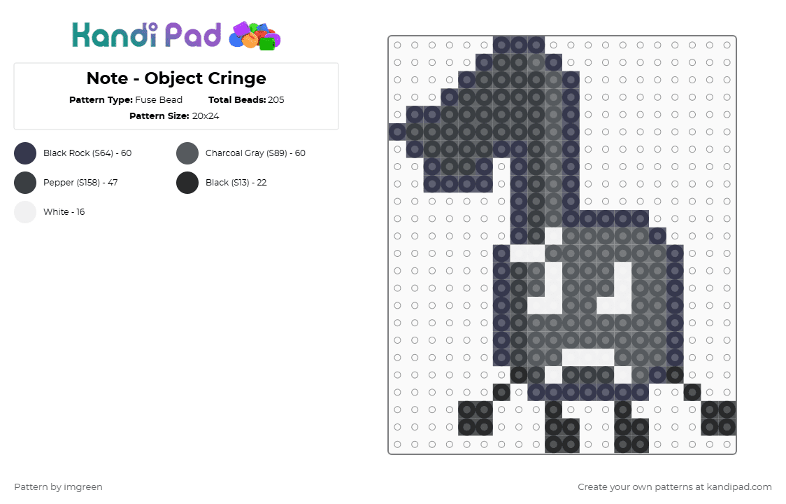 Note - Object Cringe - Fuse Bead Pattern by imgreen on Kandi Pad - gray, osc, purple