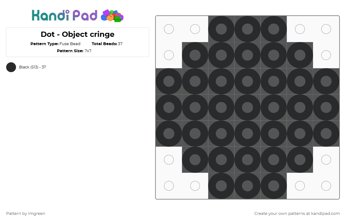 Dot - Object cringe - Fuse Bead Pattern by imgreen on Kandi Pad - black, osc
