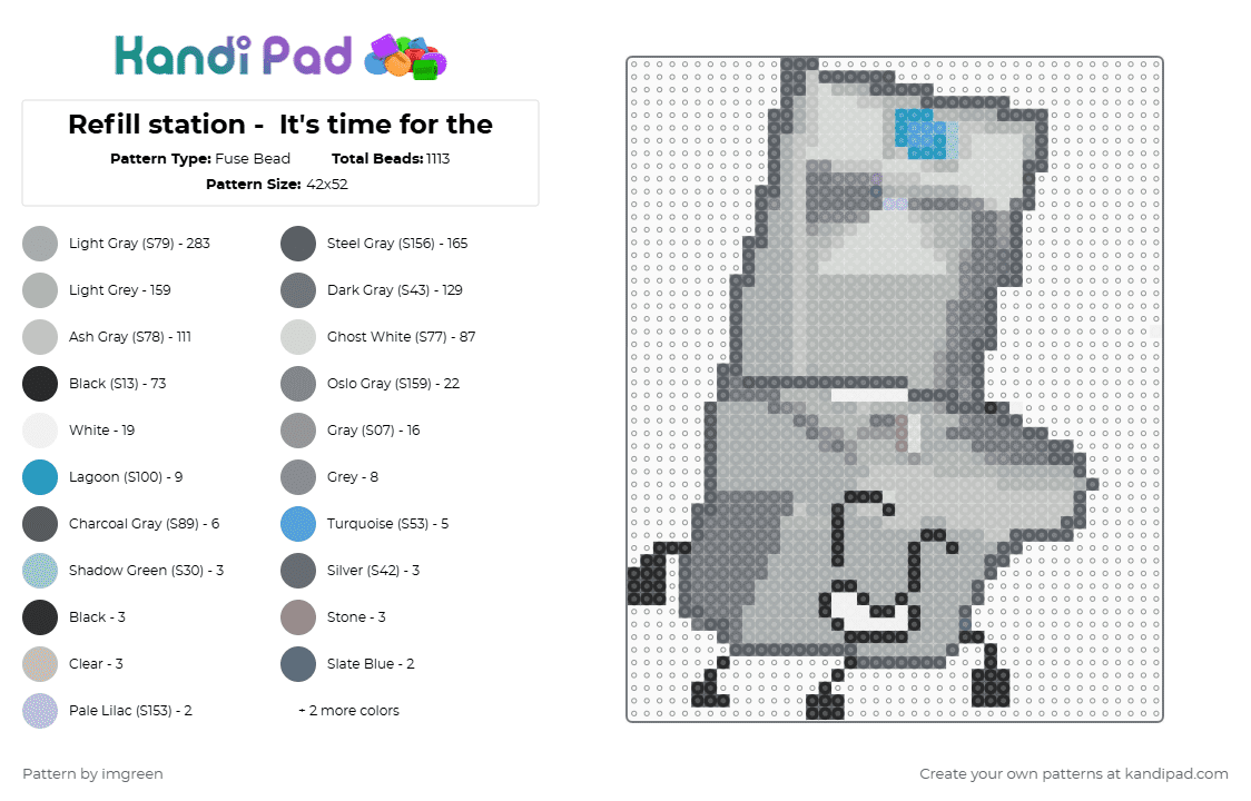 Refill station -  It\'s time for the - Fuse Bead Pattern by imgreen on Kandi Pad - gray,beige,osc