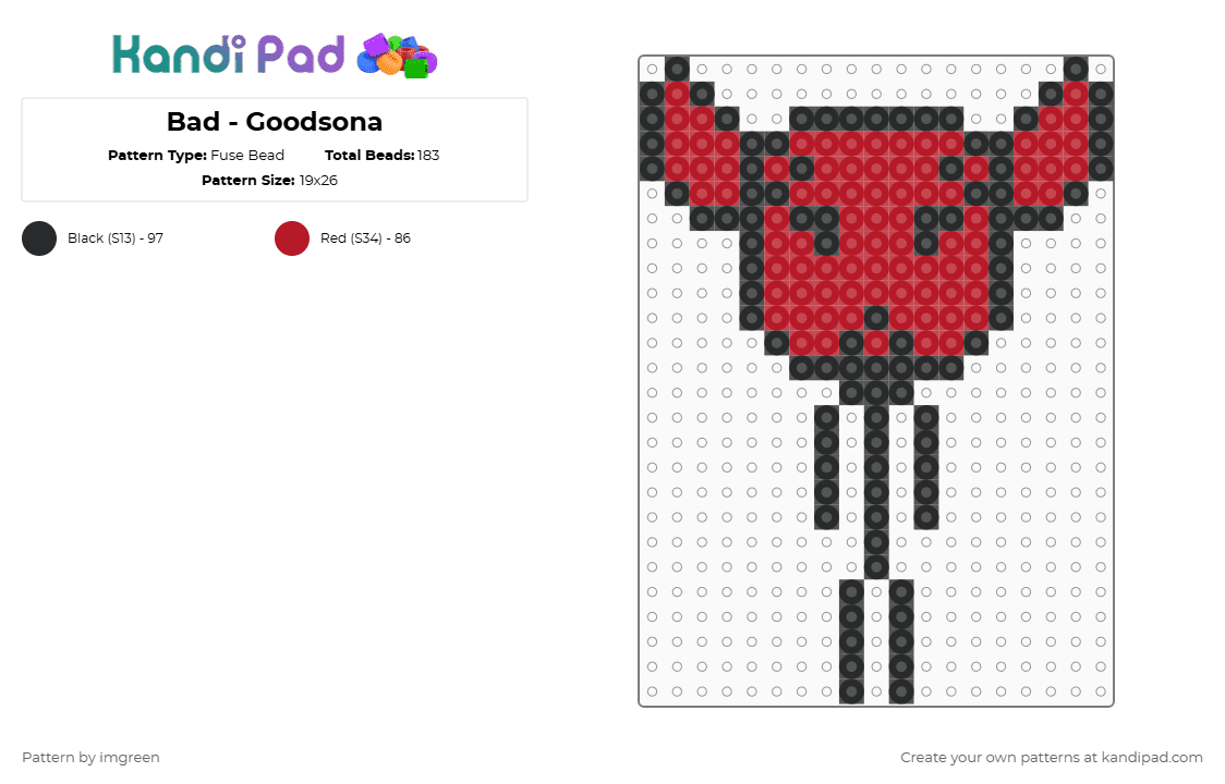 Bad - Goodsona - Fuse Bead Pattern by imgreen on Kandi Pad - black, osc, red