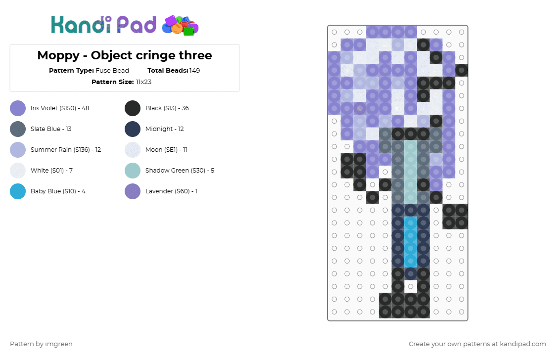 Moppy - Object cringe three - Fuse Bead Pattern by imgreen on Kandi Pad - blue, osc