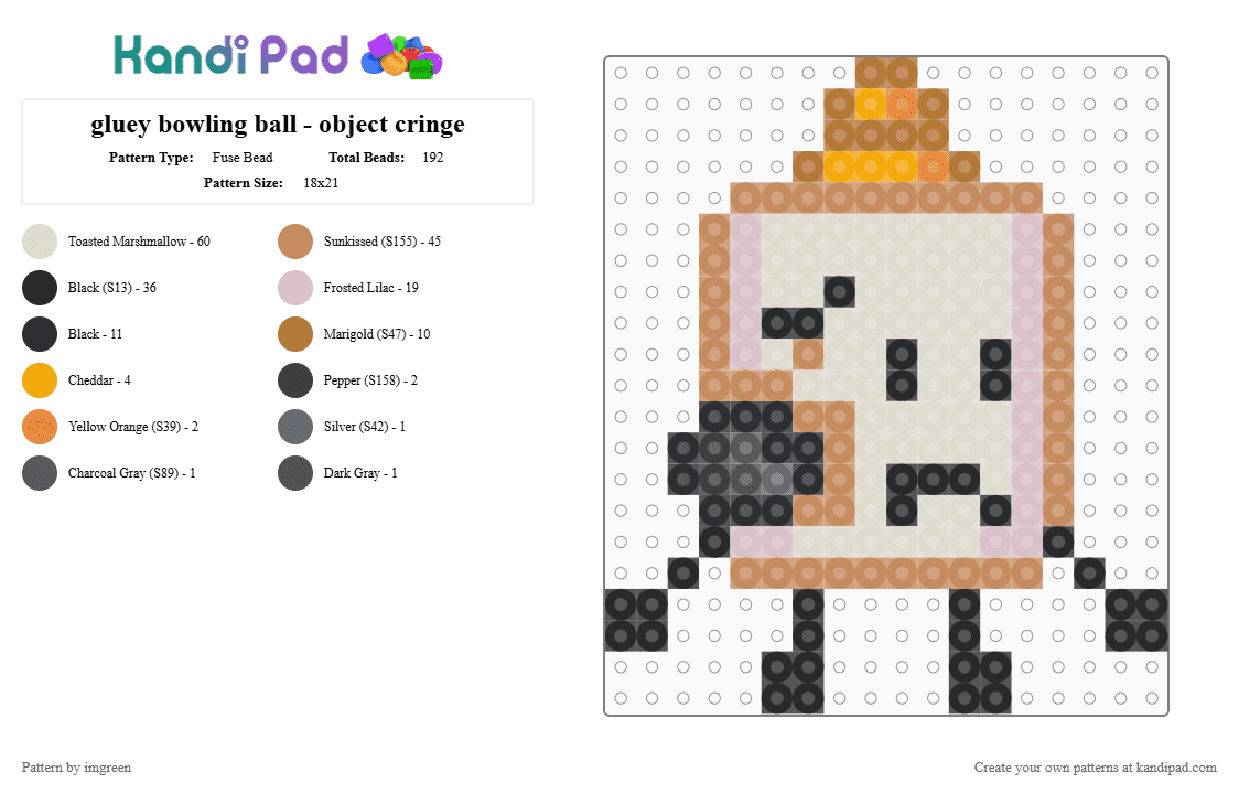 gluey bowling ball - object cringe - Fuse Bead Pattern by imgreen on Kandi Pad - beige, tan