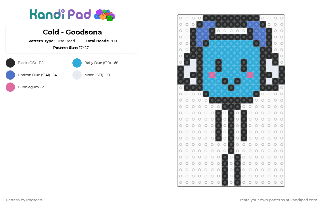 Cold - Goodsona - Fuse Bead Pattern by imgreen on Kandi Pad - black, light blue, osc