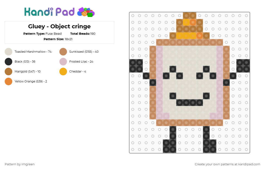 Gluey - Object cringe - Fuse Bead Pattern by imgreen on Kandi Pad - beige, osc, tan