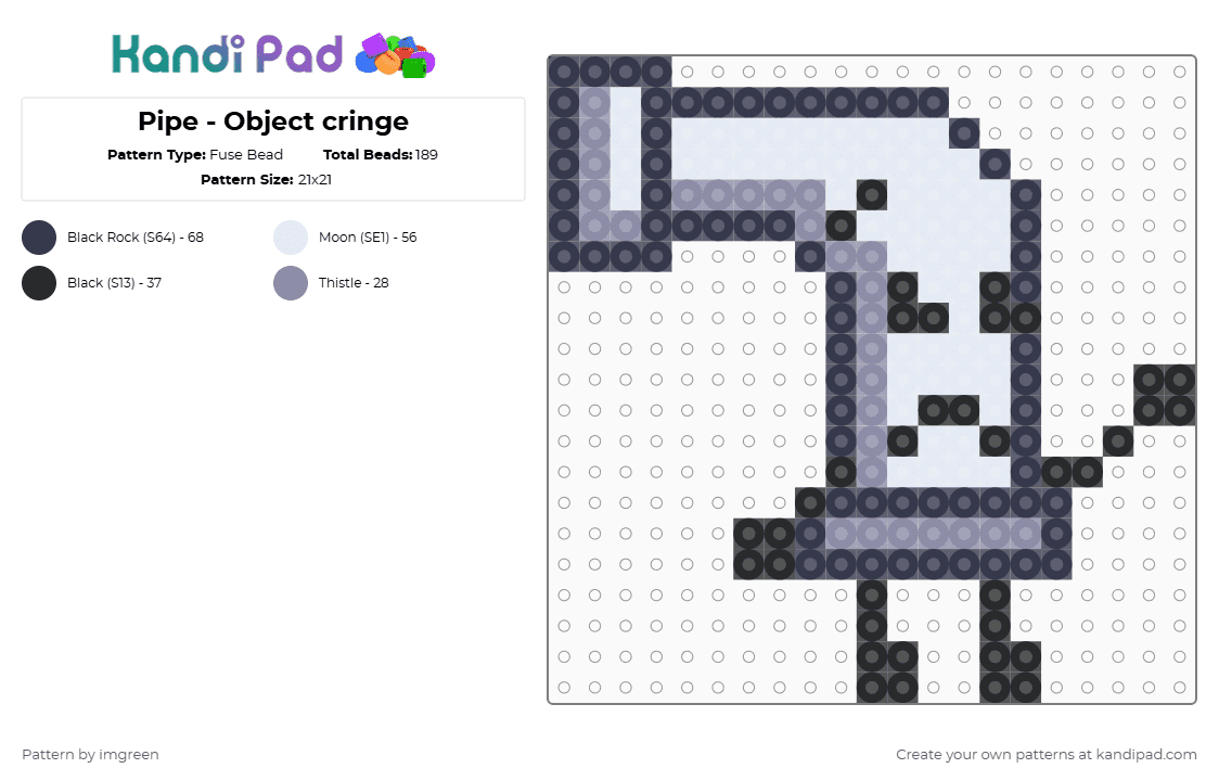 Pipe - Object cringe - Fuse Bead Pattern by imgreen on Kandi Pad - gray, osc, purple