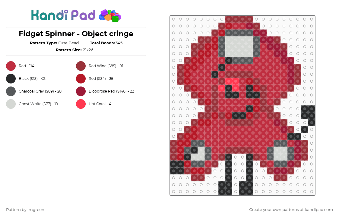 Fidget Spinner - Object cringe - Fuse Bead Pattern by imgreen on Kandi Pad - osc, red