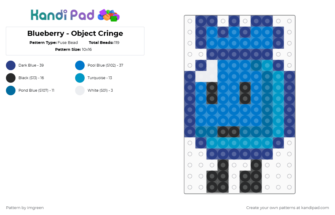 Blueberry - Object Cringe - Fuse Bead Pattern by imgreen on Kandi Pad - blue