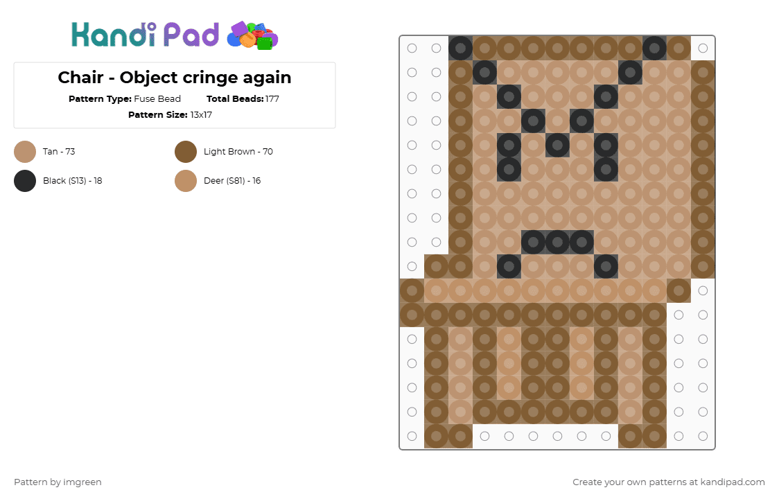 Chair - Object cringe again - Fuse Bead Pattern by imgreen on Kandi Pad - beige, osc, tan