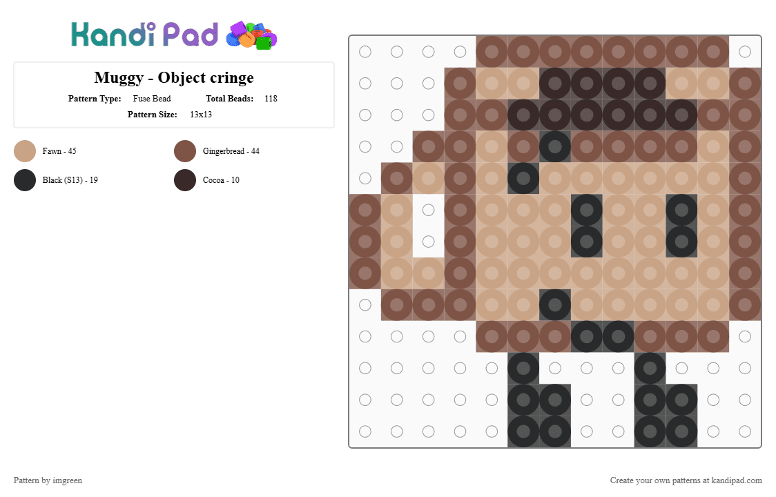 Muggy - Object cringe - Fuse Bead Pattern by imgreen on Kandi Pad - beige, osc, tan