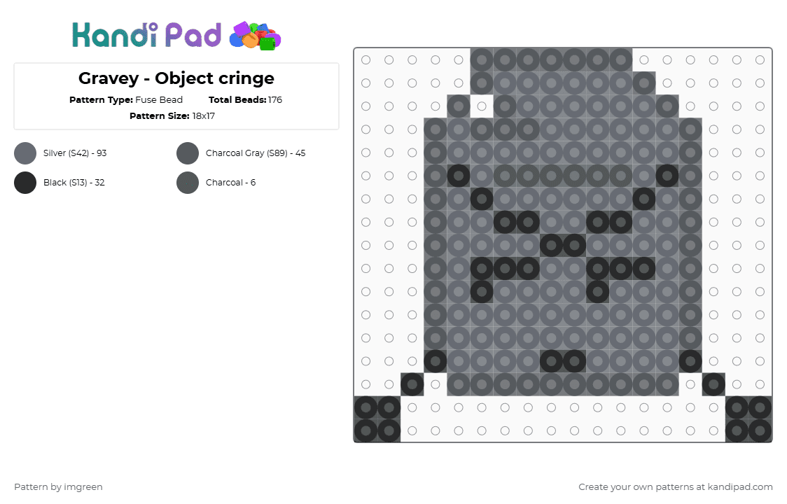 Gravey - Object cringe - Fuse Bead Pattern by imgreen on Kandi Pad - gray, osc