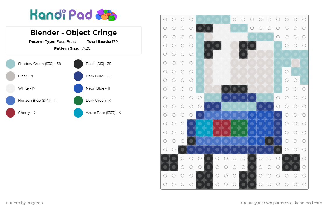 Blender - Object Cringe - Fuse Bead Pattern by imgreen on Kandi Pad - beige, blue, light blue, osc