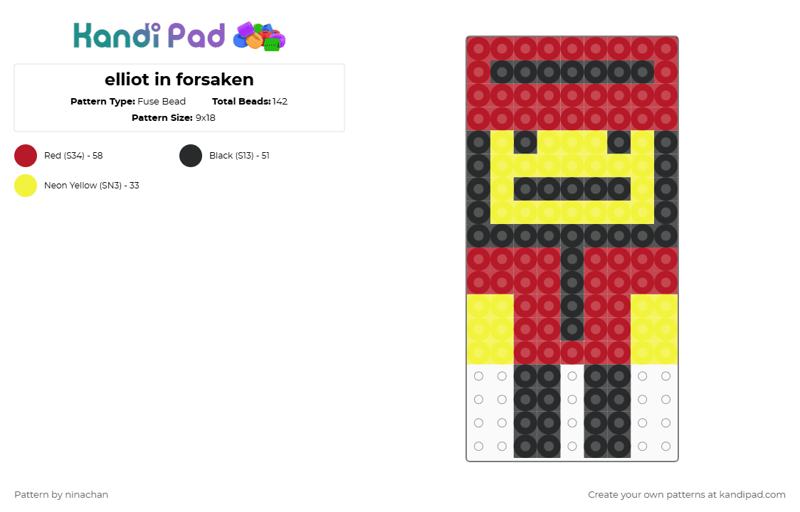 elliot in forsaken - Fuse Bead Pattern by ninachan on Kandi Pad - yellow,red
