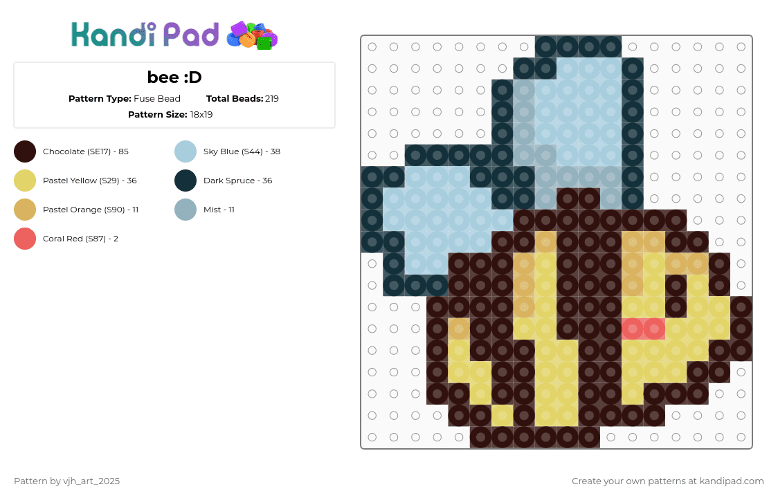 bee :D - Fuse Bead Pattern by vjh_does_art on Kandi Pad - brown,yellow,light blue