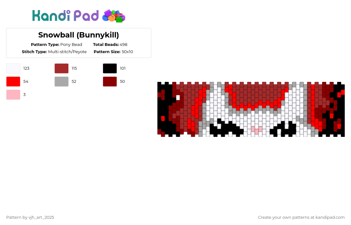Snowball (Bunnykill) - Pony Bead Pattern by vjh_does_art on Kandi Pad - red