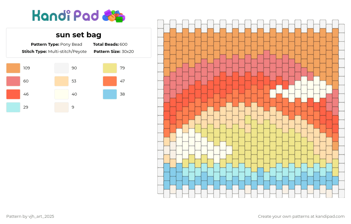 sun set bag - Pony Bead Pattern by vjh_does_art on Kandi Pad - orange,red