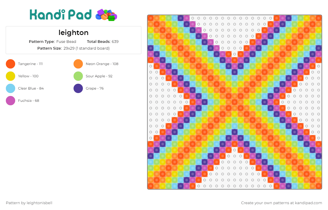 leighton - Fuse Bead Pattern by leightonisbell on Kandi Pad - frank stella,colorful