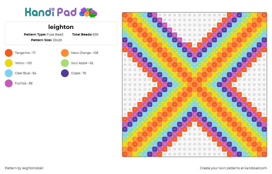 leighton - Fuse Bead Pattern by leightonisbell on Kandi Pad - frank stella,colorful