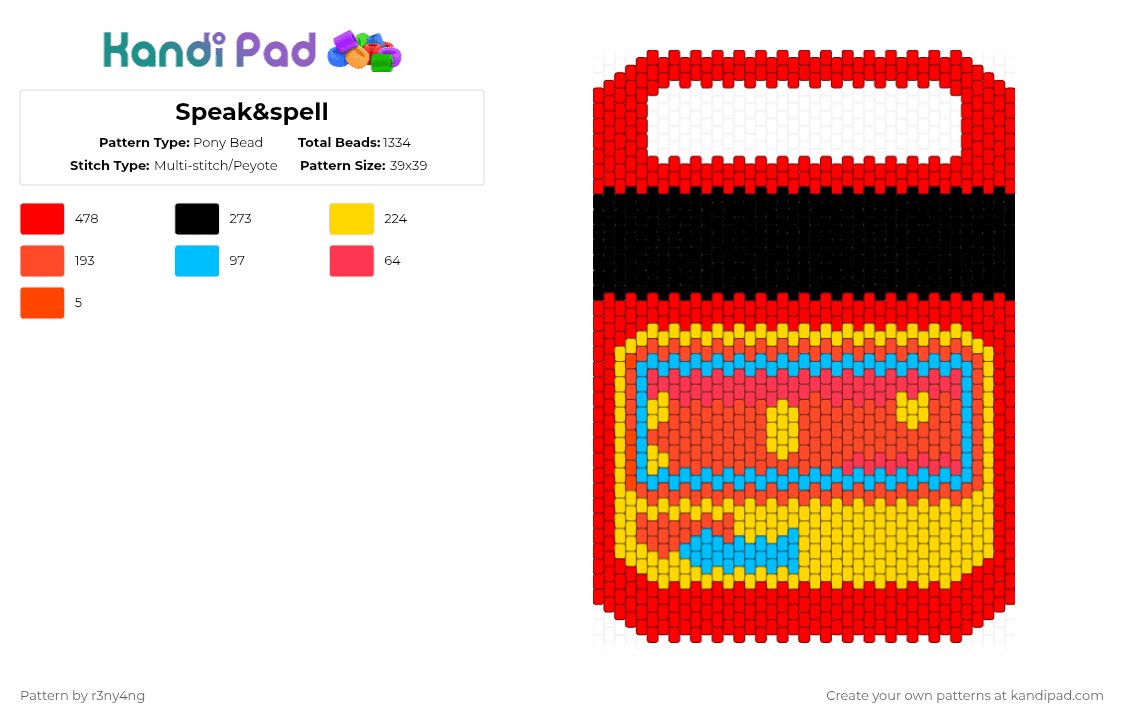 Speak&spell - Pony Bead Pattern by r3ny4ng on Kandi Pad - red