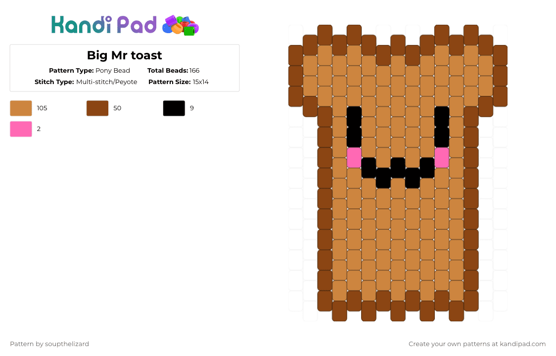 Big Mr toast - Pony Bead Pattern by deleted_user_384364 on Kandi Pad - red,orange