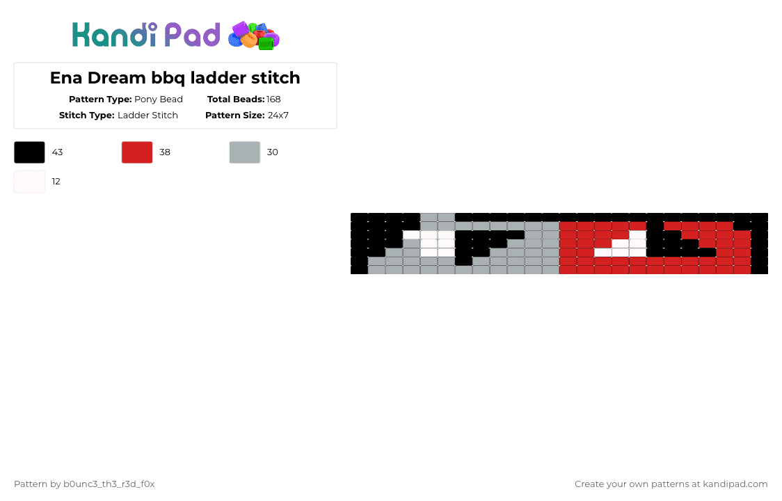 Ena Dream bbq ladder stitch - Pony Bead Pattern by b0unc3_th3_r3d_f0x on Kandi Pad - beige,red,ena,dream bbq