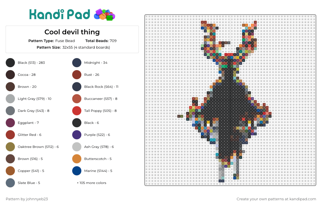 Cool devil thing - Fuse Bead Pattern by johnnyeb23 on Kandi Pad - devil,evil