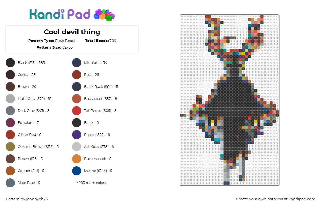 Cool devil thing - Fuse Bead Pattern by johnnyeb23 on Kandi Pad - devil,evil