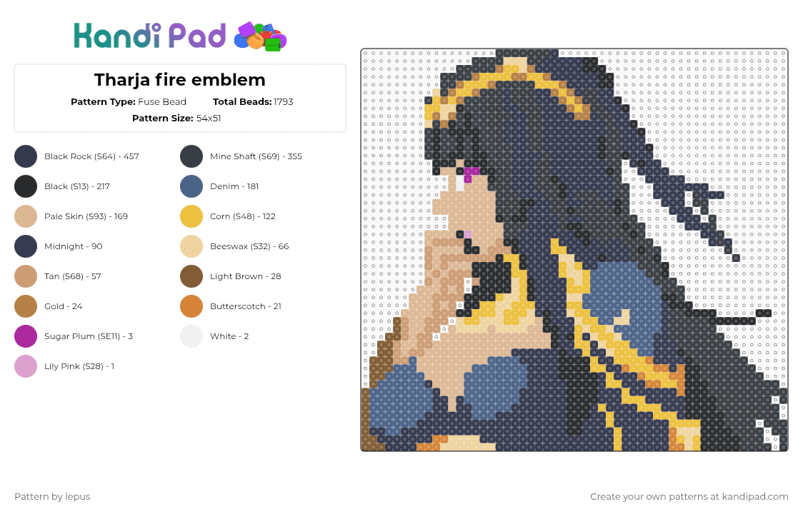 Tharja fire emblem - Fuse Bead Pattern by lepus on Kandi Pad - purple,beige,blue