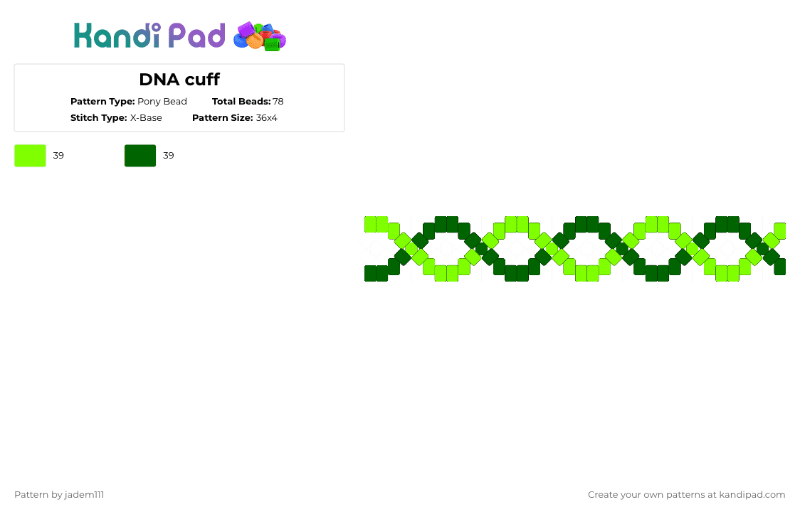 DNA cuff - Pony Bead Pattern by jadem111 on Kandi Pad - 