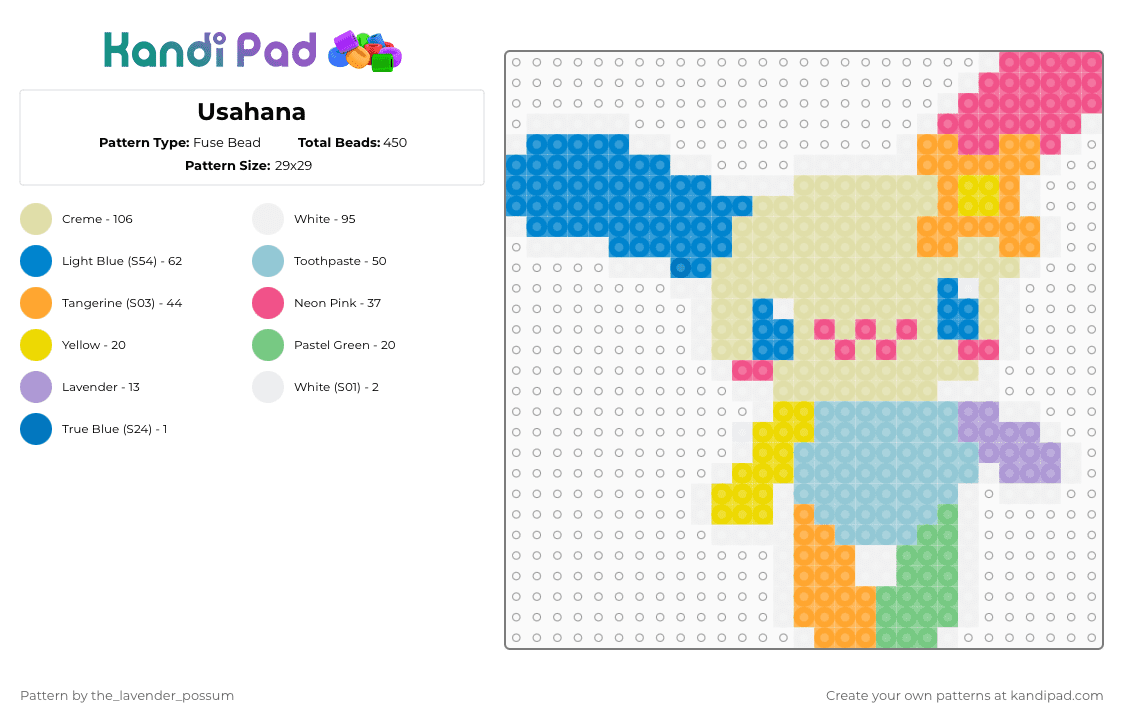 Usahana - Fuse Bead Pattern by the_lavender_possum on Kandi Pad - blue,yellow