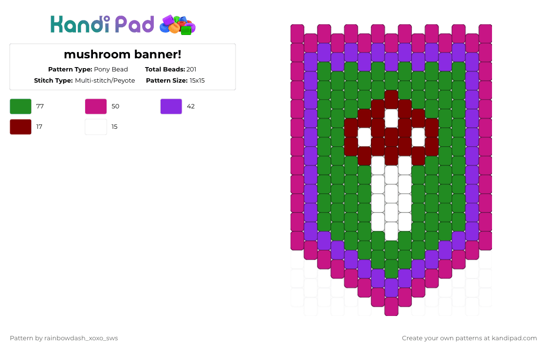 mushroom banner! - Pony Bead Pattern by rainbowdash_xoxo_sws on Kandi Pad - pink,green