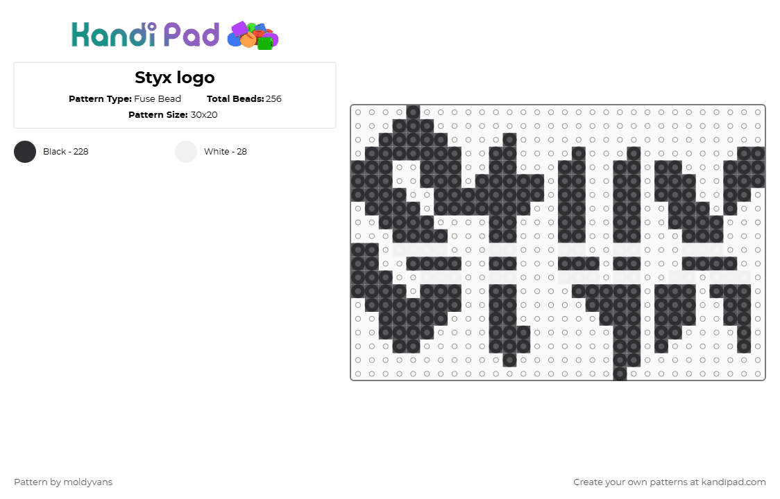 Styx logo - Fuse Bead Pattern by moldyvans on Kandi Pad - black