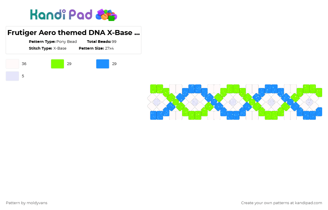 Frutiger Aero themed DNA X-Base Cuff - Pony Bead Pattern by moldyvans on Kandi Pad - 