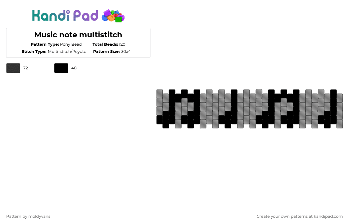 Music note multistitch - Pony Bead Pattern by moldyvans on Kandi Pad - black