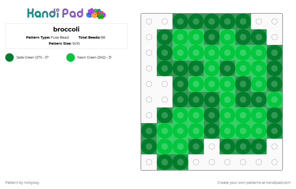 broccoli - Fuse Bead Pattern by nickyboy on Kandi Pad - green