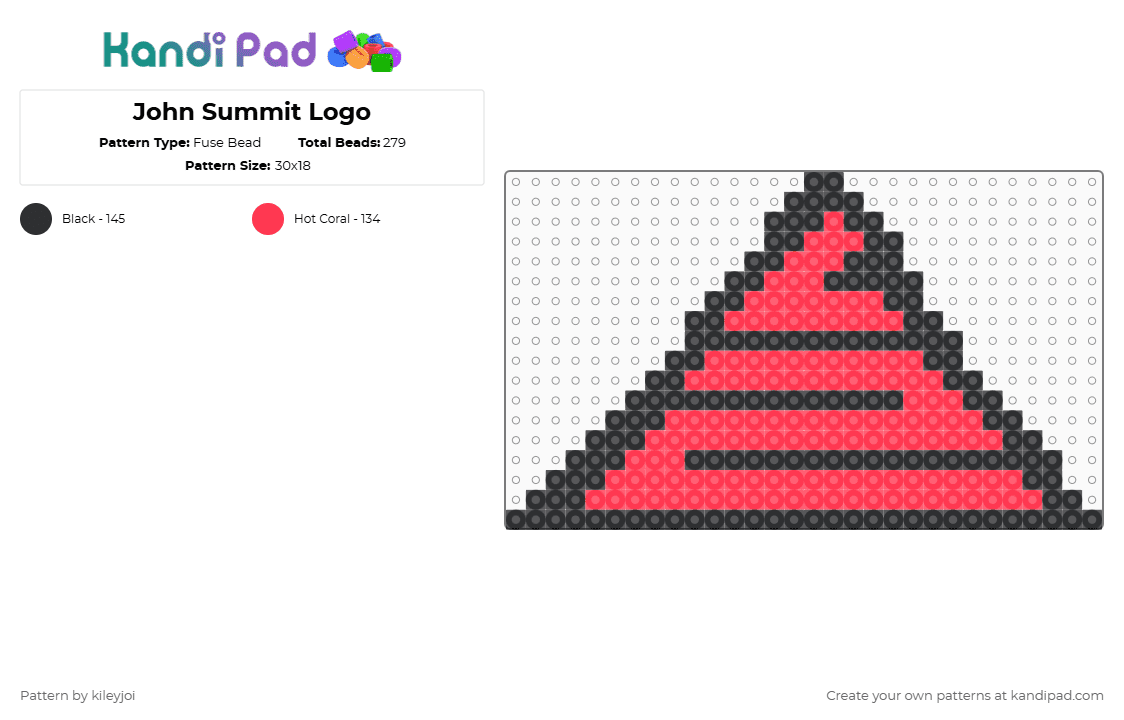 John Summit Logo - Fuse Bead Pattern by kileyjoi on Kandi Pad - john summit,logo,dj,music,red,black