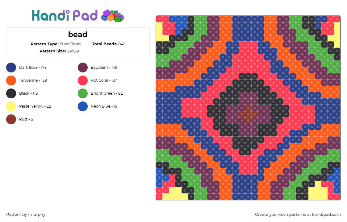 bead - Fuse Bead Pattern by lmurphy on Kandi Pad - frank stella,colorful