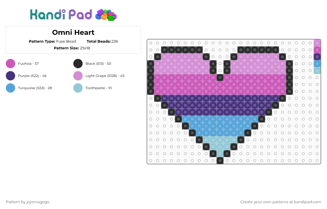 Omni Heart - Fuse Bead Pattern by jojomagogo on Kandi Pad - 