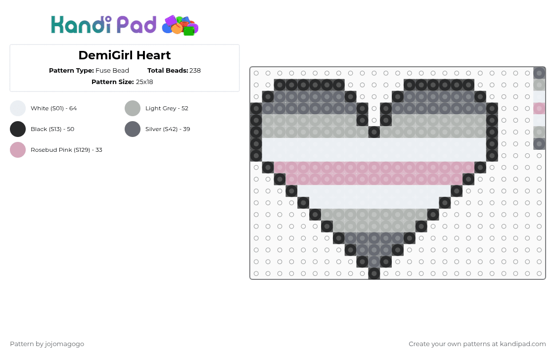 DemiGirl Heart - Fuse Bead Pattern by jojomagogo on Kandi Pad - beige