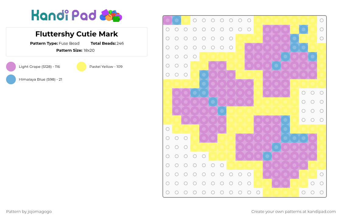 Fluttershy Cutie Mark - Fuse Bead Pattern by jojomagogo on Kandi Pad - pink,yellow