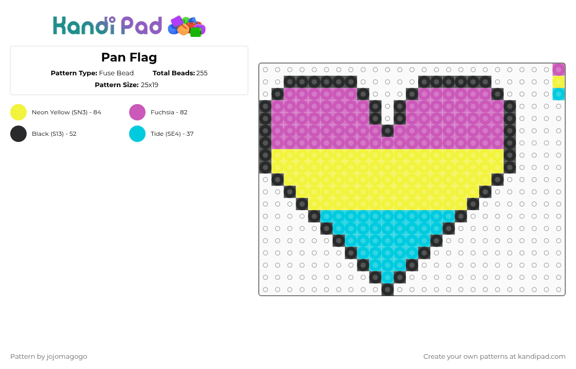 Pan Flag - Fuse Bead Pattern by jojomagogo on Kandi Pad - pink,yellow