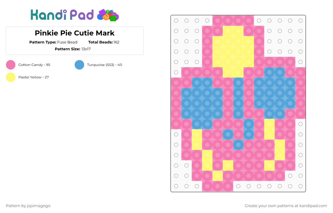 Pinkie Pie Cutie Mark - Fuse Bead Pattern by jojomagogo on Kandi Pad - pink