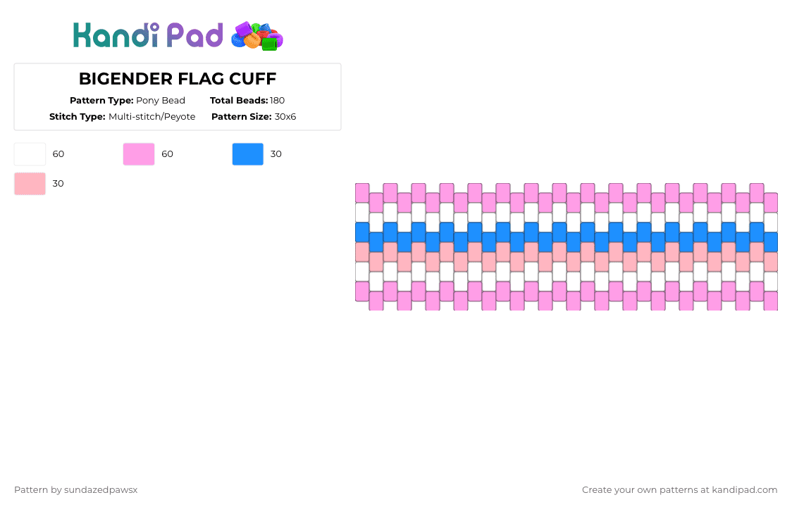 BIGENDER FLAG CUFF - Pony Bead Pattern by deleted_user_47501 on Kandi Pad - pink