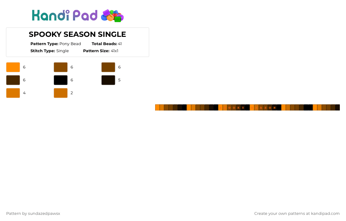 SPOOKY SEASON SINGLE - Pony Bead Pattern by deleted_user_47501 on Kandi Pad - brown, orange