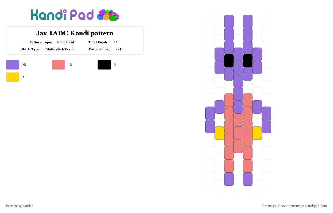 Jax TADC Kandi pattern - Pony Bead Pattern by zander on Kandi Pad - purple,red