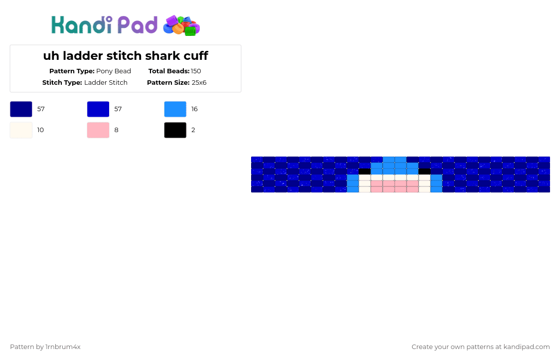 uh ladder stitch shark cuff - Pony Bead Pattern by 1rnbrum4x on Kandi Pad - purple,shark,ladder stitch,blue,sea life,ocean,sigma